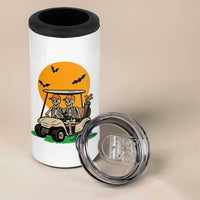 Funny Halloween Gift 4 in 1 Can Cooler Tumbler Skeleton Driving Golf Cart