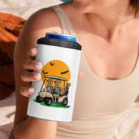 Funny Halloween Gift 4 in 1 Can Cooler Tumbler Skeleton Driving Golf Cart