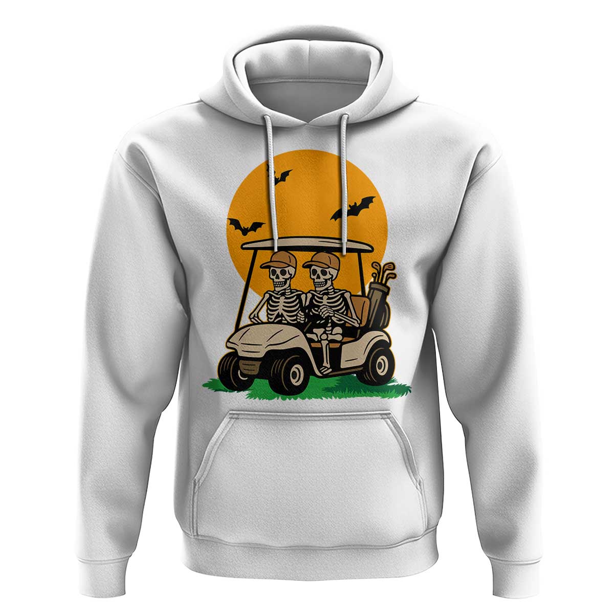 Funny Halloween Gift Hoodie Skeleton Driving Golf Cart - Wonder Print Shop