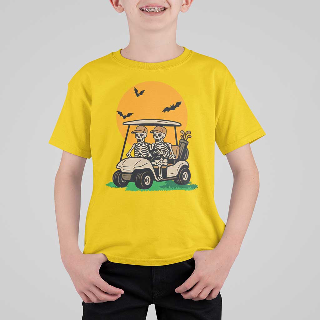 Funny Halloween Gift T Shirt For Kid Skeleton Driving Golf Cart - Wonder Print Shop