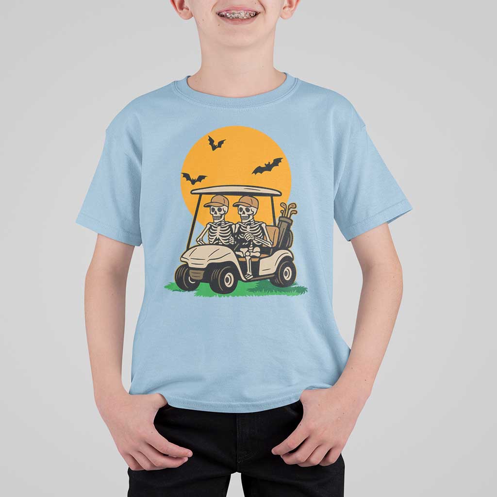 Funny Halloween Gift T Shirt For Kid Skeleton Driving Golf Cart - Wonder Print Shop