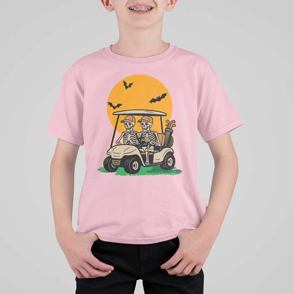 Funny Halloween Gift T Shirt For Kid Skeleton Driving Golf Cart - Wonder Print Shop
