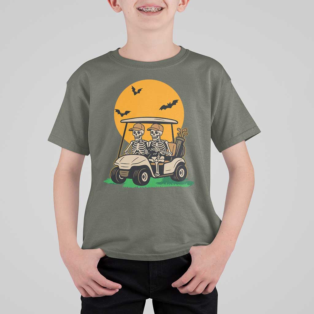 Funny Halloween Gift T Shirt For Kid Skeleton Driving Golf Cart - Wonder Print Shop