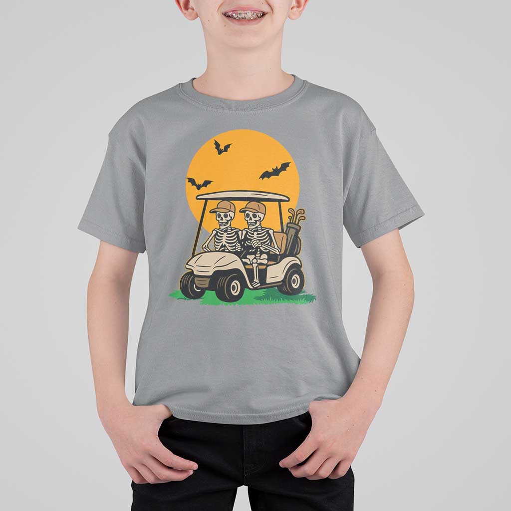 Funny Halloween Gift T Shirt For Kid Skeleton Driving Golf Cart - Wonder Print Shop