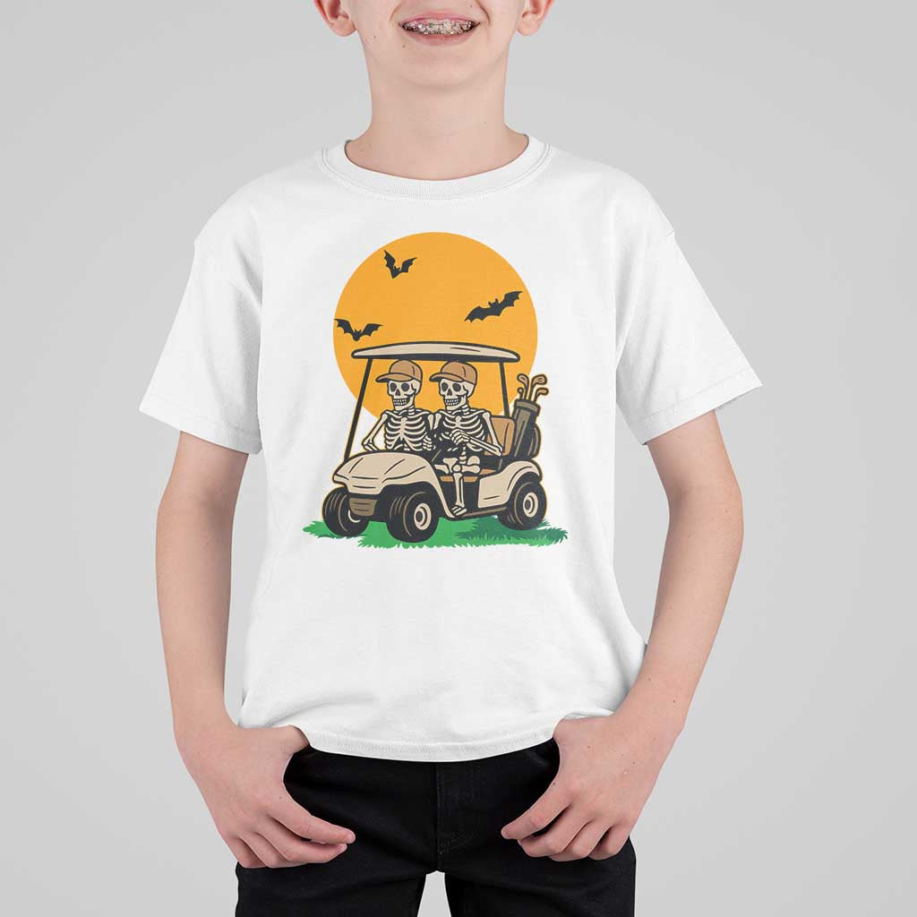 Funny Halloween Gift T Shirt For Kid Skeleton Driving Golf Cart - Wonder Print Shop