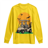 Funny Halloween Gift Long Sleeve Shirt Skeleton Driving Golf Cart - Wonder Print Shop