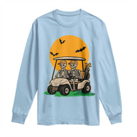 Funny Halloween Gift Long Sleeve Shirt Skeleton Driving Golf Cart - Wonder Print Shop