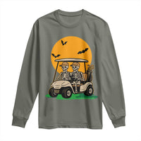 Funny Halloween Gift Long Sleeve Shirt Skeleton Driving Golf Cart - Wonder Print Shop