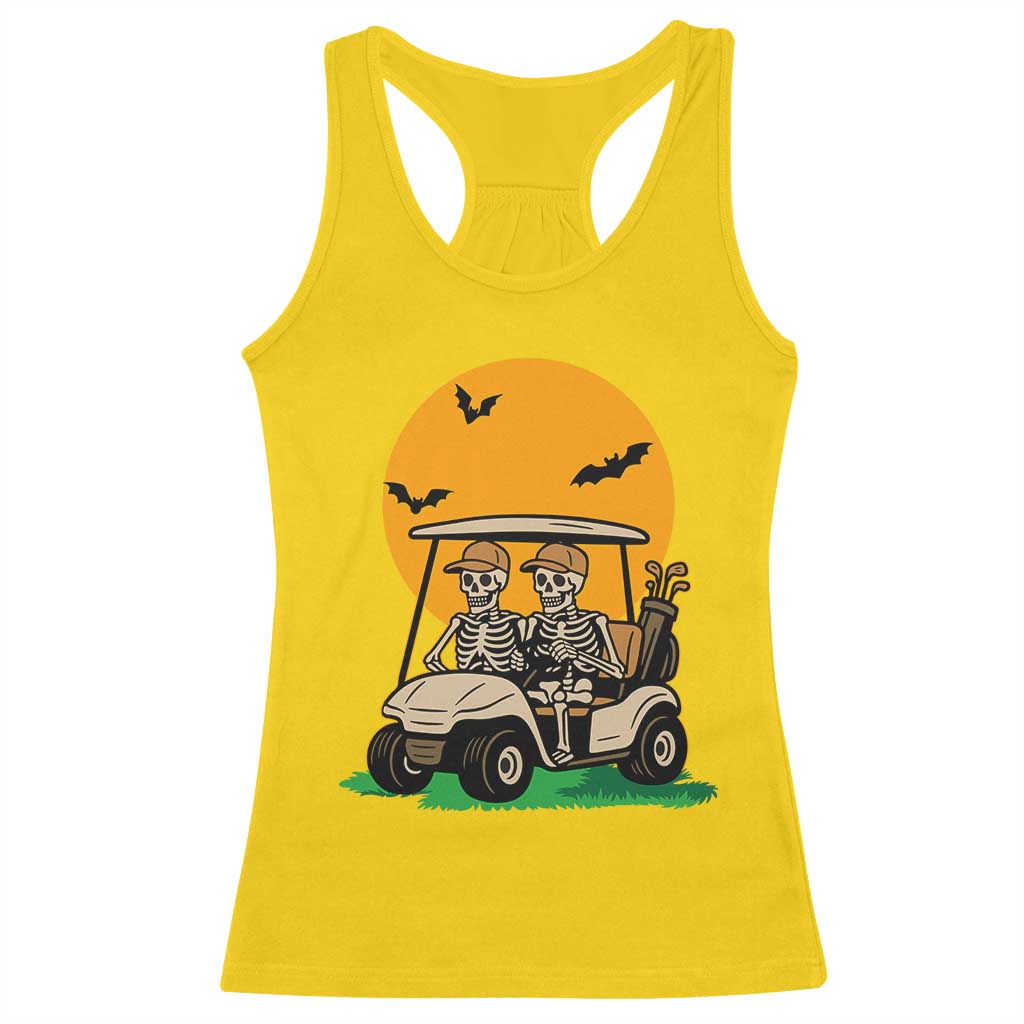 Funny Halloween Gift Racerback Tank Top Skeleton Driving Golf Cart - Wonder Print Shop