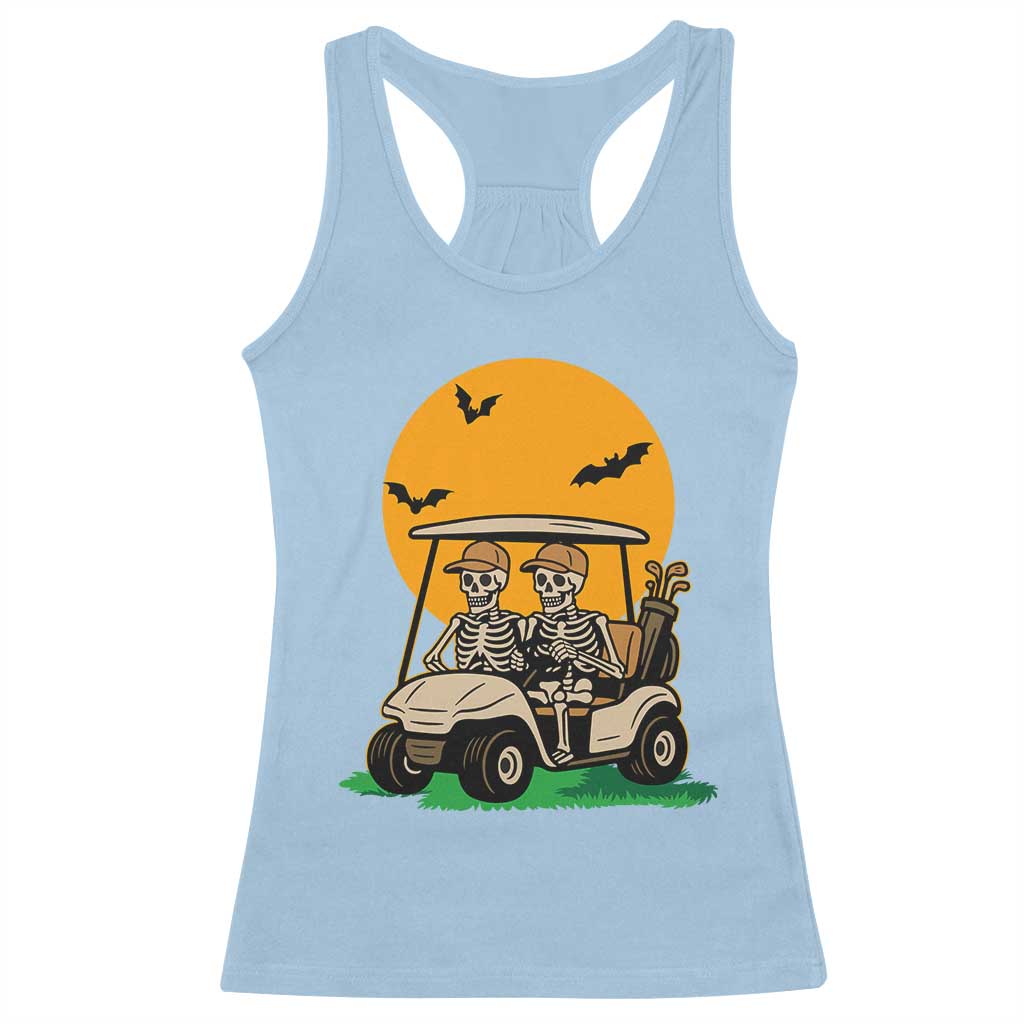 Funny Halloween Gift Racerback Tank Top Skeleton Driving Golf Cart - Wonder Print Shop