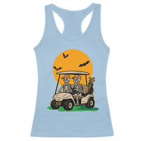 Funny Halloween Gift Racerback Tank Top Skeleton Driving Golf Cart - Wonder Print Shop