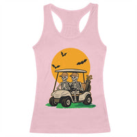 Funny Halloween Gift Racerback Tank Top Skeleton Driving Golf Cart - Wonder Print Shop