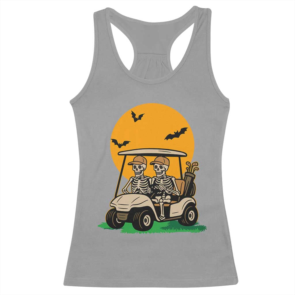 Funny Halloween Gift Racerback Tank Top Skeleton Driving Golf Cart - Wonder Print Shop