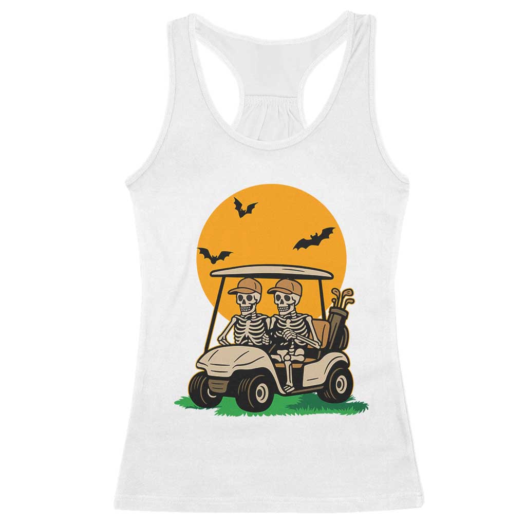 Funny Halloween Gift Racerback Tank Top Skeleton Driving Golf Cart - Wonder Print Shop