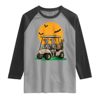 Funny Halloween Gift Raglan Shirt Skeleton Driving Golf Cart - Wonder Print Shop