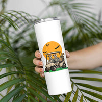 Funny Halloween Gift Skinny Tumbler Skeleton Driving Golf Cart