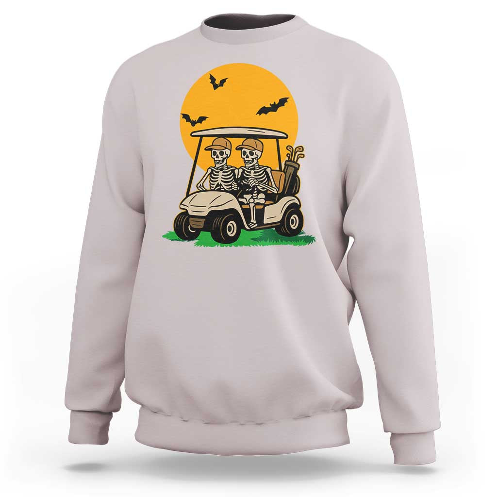 Funny Halloween Gift Sweatshirt Skeleton Driving Golf Cart - Wonder Print Shop
