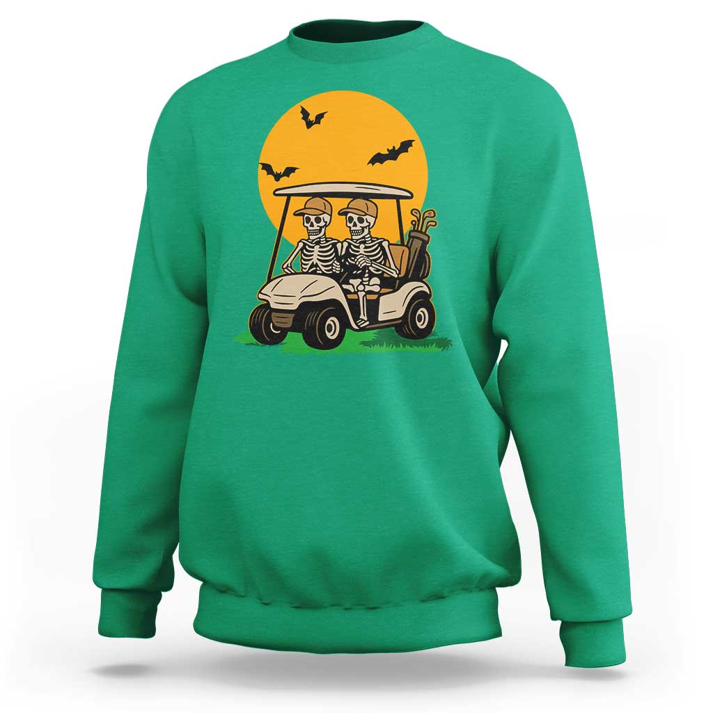 Funny Halloween Gift Sweatshirt Skeleton Driving Golf Cart - Wonder Print Shop