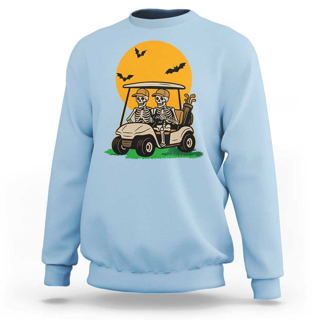 Funny Halloween Gift Sweatshirt Skeleton Driving Golf Cart - Wonder Print Shop