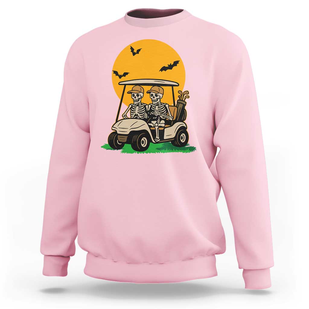 Funny Halloween Gift Sweatshirt Skeleton Driving Golf Cart - Wonder Print Shop