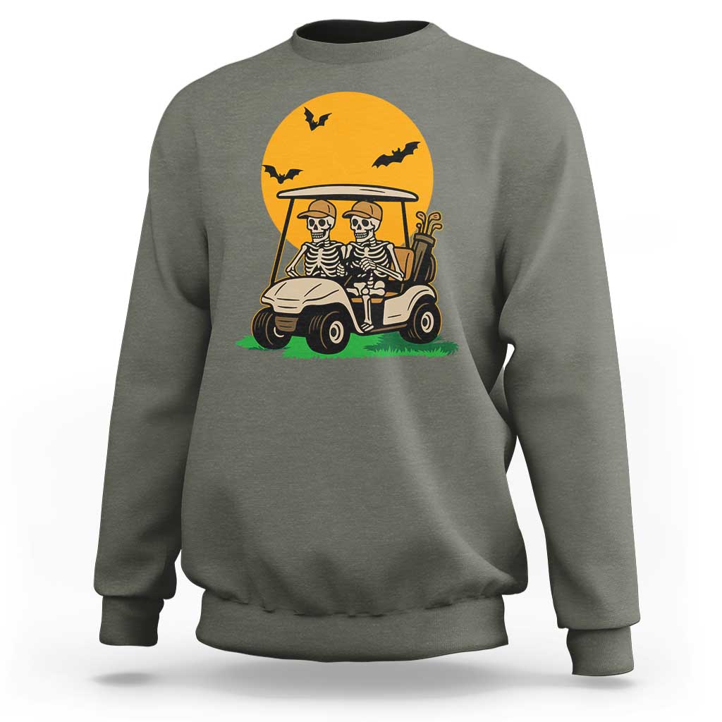 Funny Halloween Gift Sweatshirt Skeleton Driving Golf Cart - Wonder Print Shop