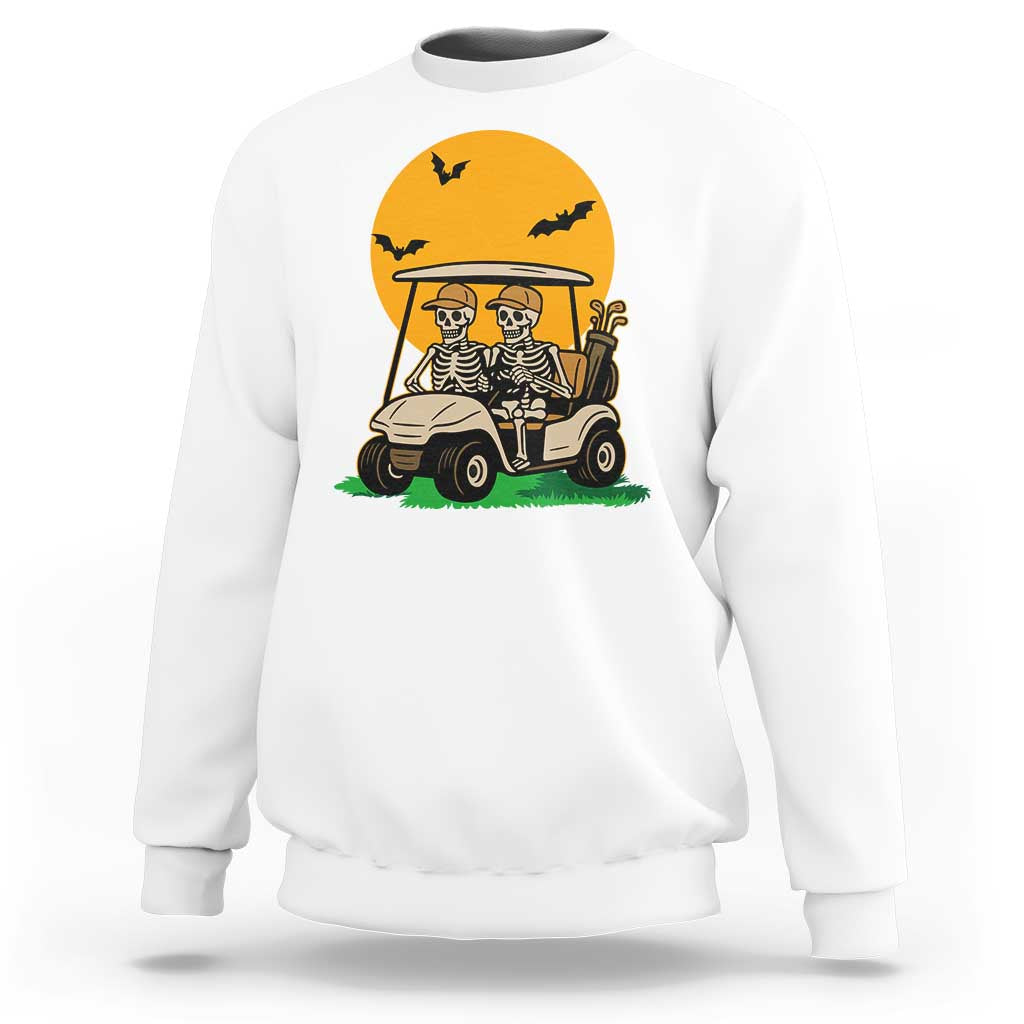 Funny Halloween Gift Sweatshirt Skeleton Driving Golf Cart - Wonder Print Shop