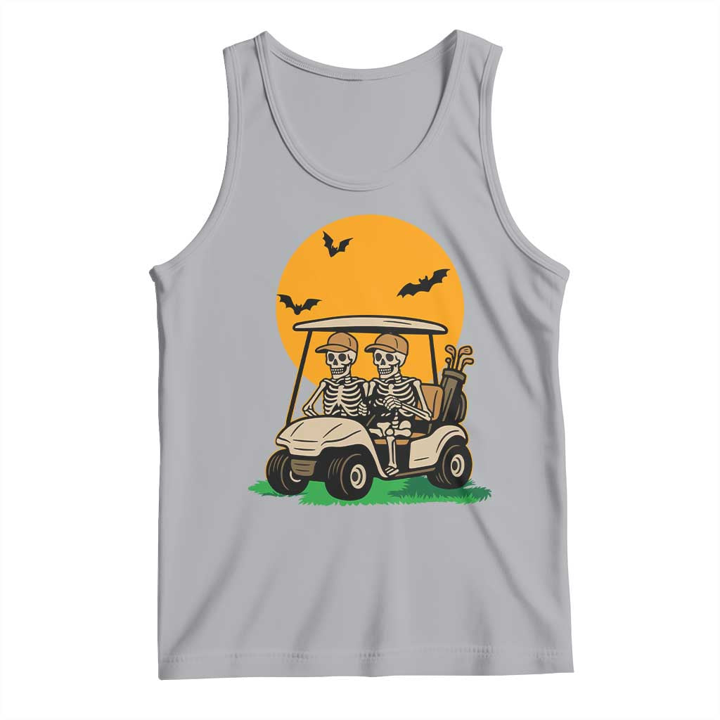 Funny Halloween Gift Tank Top Skeleton Driving Golf Cart - Wonder Print Shop