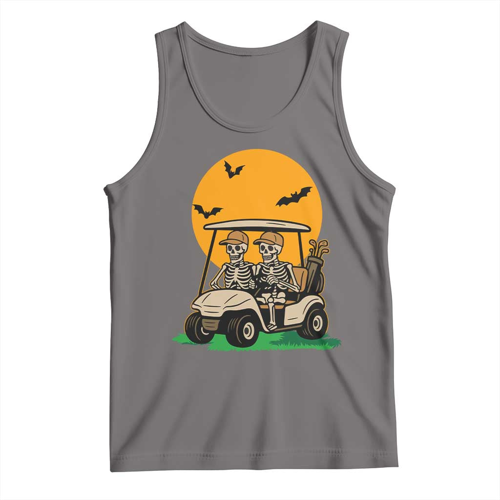 Funny Halloween Gift Tank Top Skeleton Driving Golf Cart - Wonder Print Shop