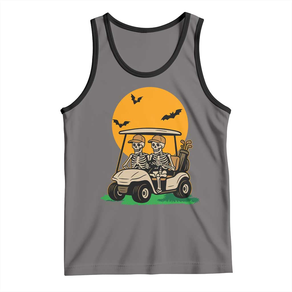 Funny Halloween Gift Tank Top Skeleton Driving Golf Cart - Wonder Print Shop