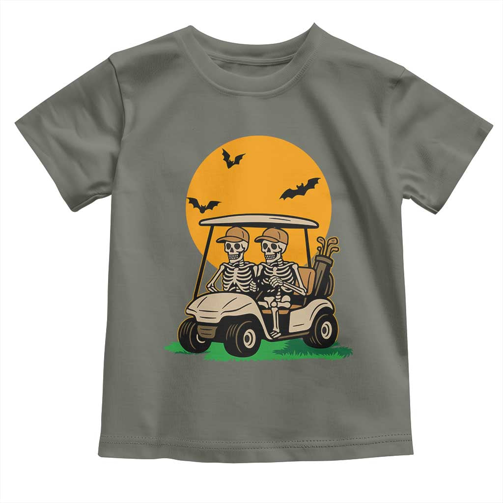 Funny Halloween Gift Toddler T Shirt Skeleton Driving Golf Cart - Wonder Print Shop