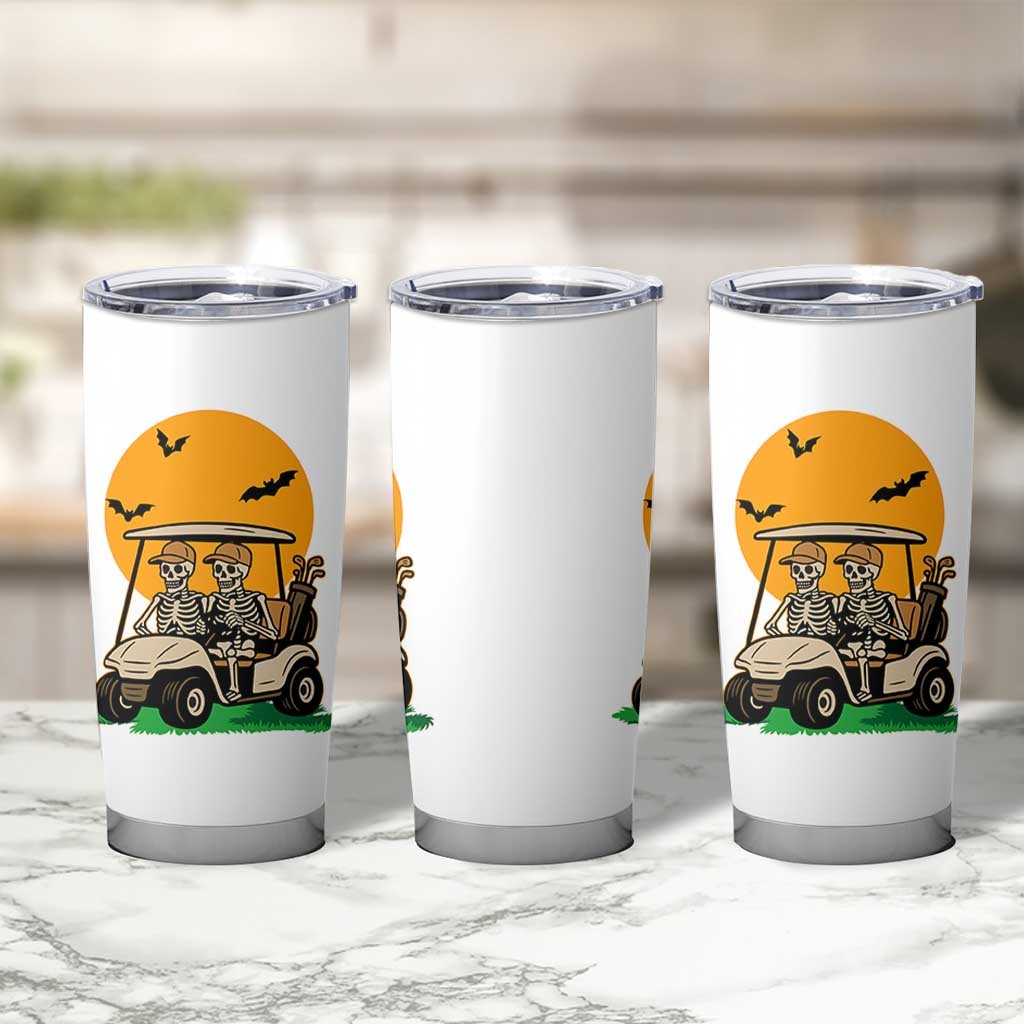 Funny Halloween Gift Tumbler Cup Skeleton Driving Golf Cart