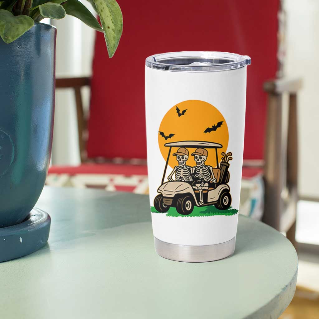 Funny Halloween Gift Tumbler Cup Skeleton Driving Golf Cart