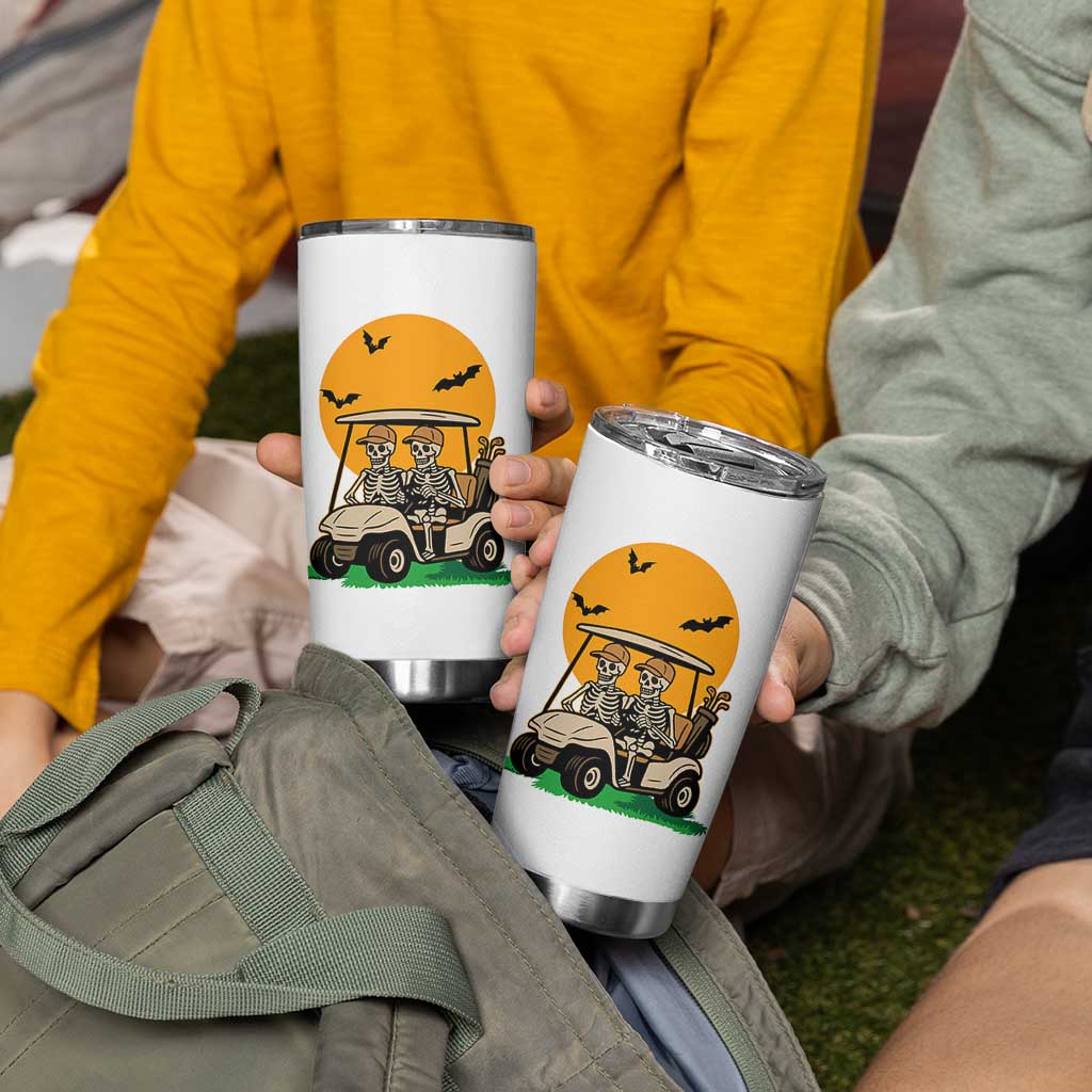 Funny Halloween Gift Tumbler Cup Skeleton Driving Golf Cart