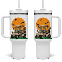 Funny Halloween Gift Tumbler With Handle Skeleton Driving Golf Cart