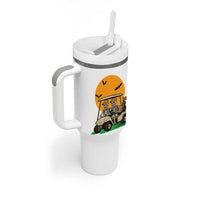 Funny Halloween Gift Tumbler With Handle Skeleton Driving Golf Cart