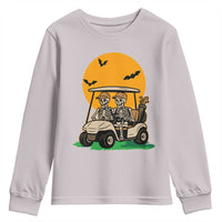 Funny Halloween Gift Youth Sweatshirt Skeleton Driving Golf Cart - Wonder Print Shop