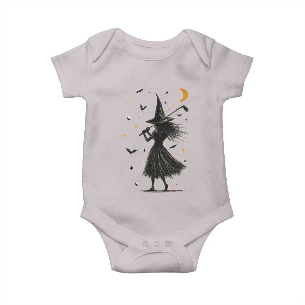 Halloween Sports Gift Baby Onesie Creepy Witch With Golf Club - Wonder Print Shop