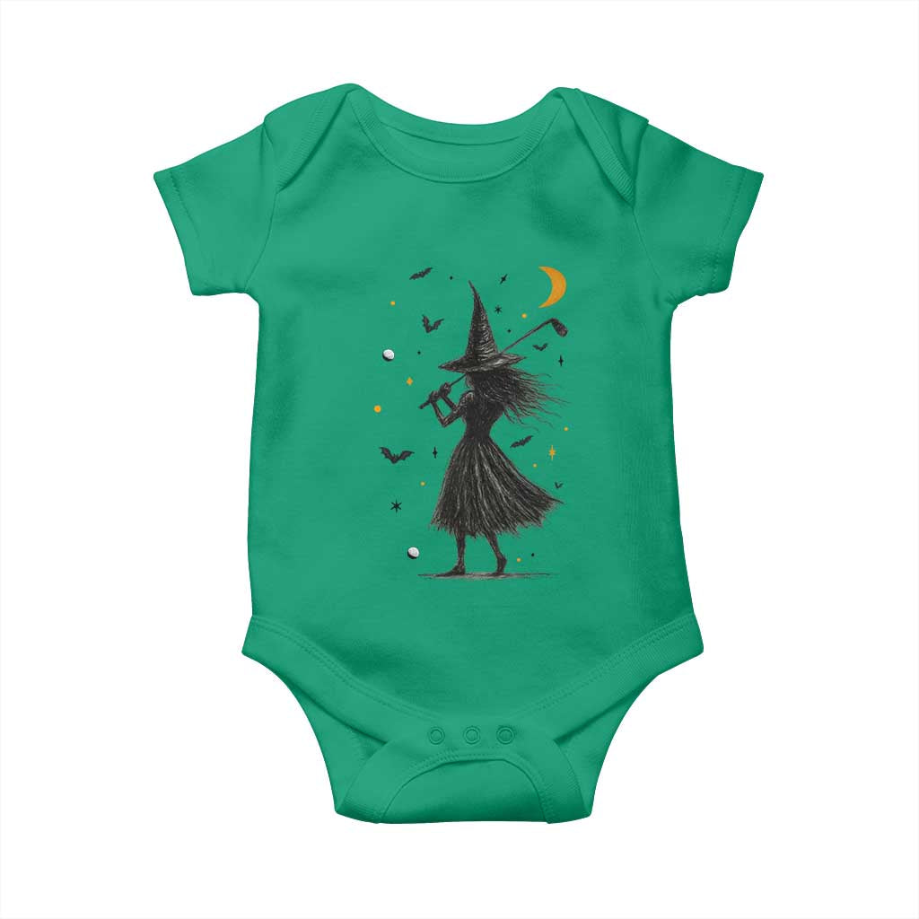 Halloween Sports Gift Baby Onesie Creepy Witch With Golf Club - Wonder Print Shop