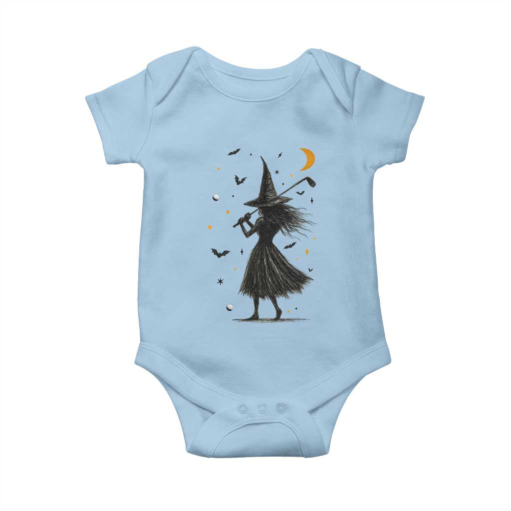 Halloween Sports Gift Baby Onesie Creepy Witch With Golf Club - Wonder Print Shop