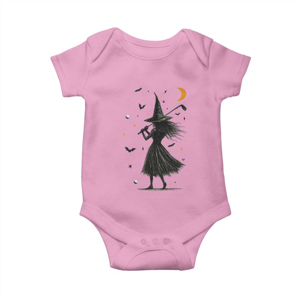 Halloween Sports Gift Baby Onesie Creepy Witch With Golf Club - Wonder Print Shop