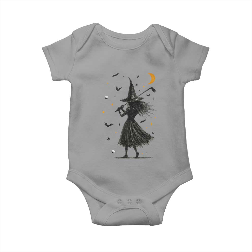 Halloween Sports Gift Baby Onesie Creepy Witch With Golf Club - Wonder Print Shop