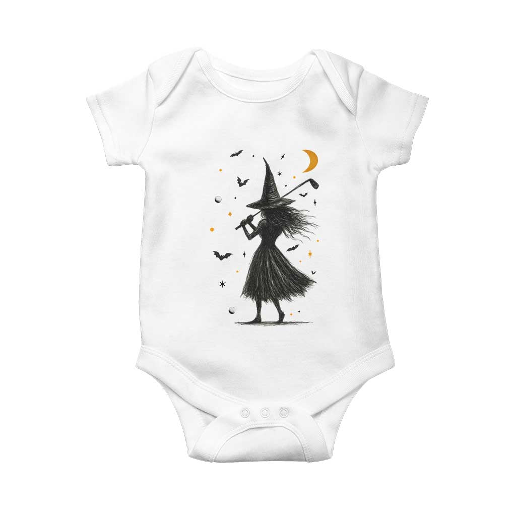 Halloween Sports Gift Baby Onesie Creepy Witch With Golf Club - Wonder Print Shop