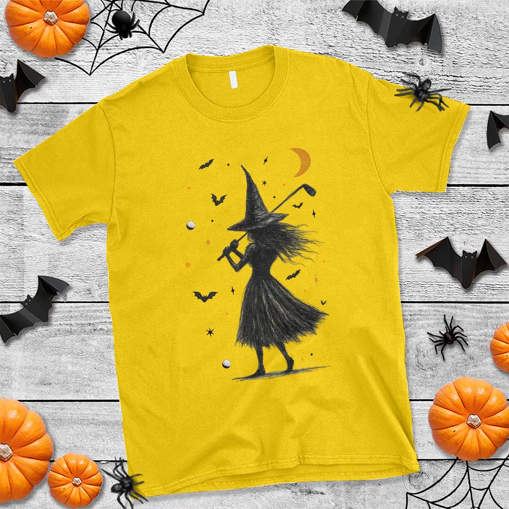 Halloween Sports Gift T Shirt Creepy Witch With Golf Club - Wonder Print Shop