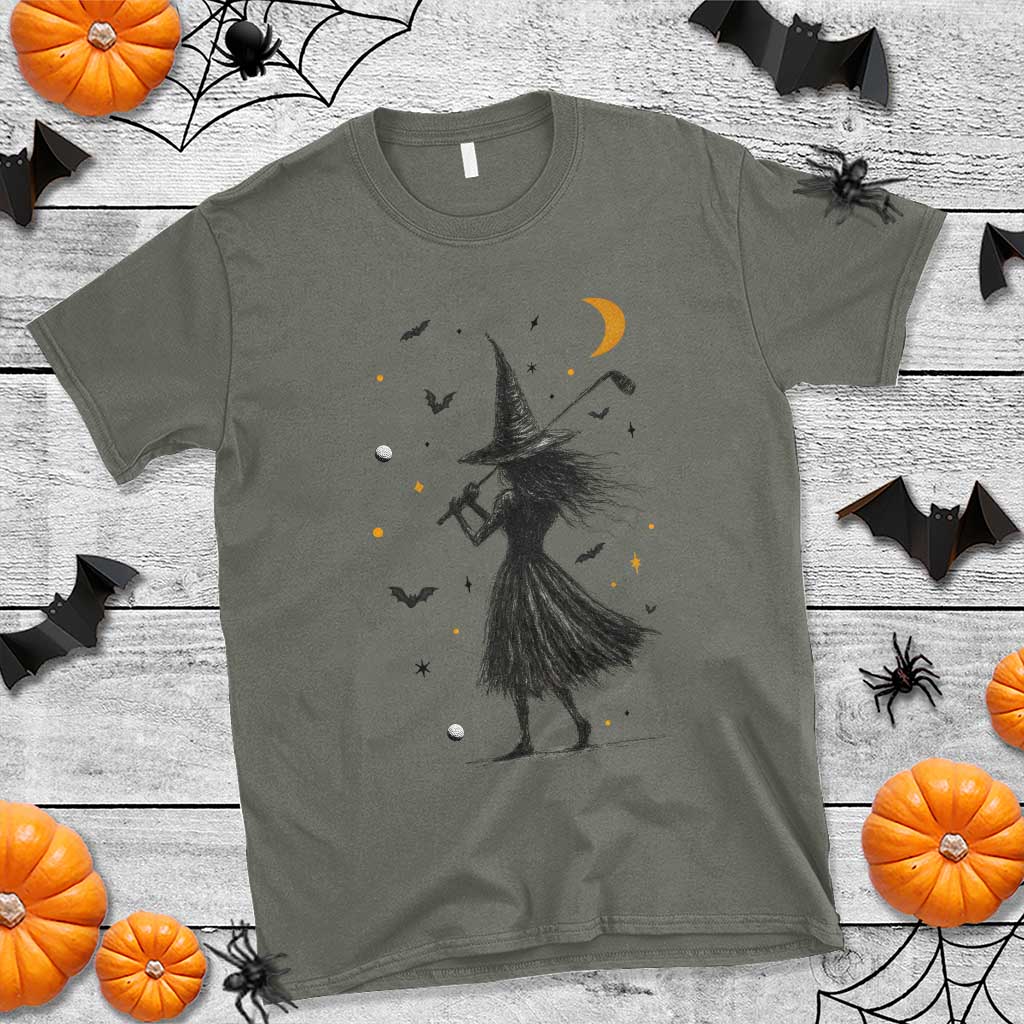 Halloween Sports Gift T Shirt Creepy Witch With Golf Club - Wonder Print Shop
