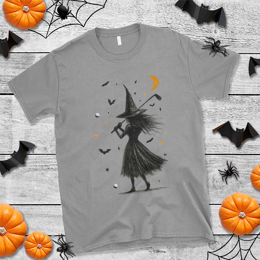 Halloween Sports Gift T Shirt Creepy Witch With Golf Club - Wonder Print Shop