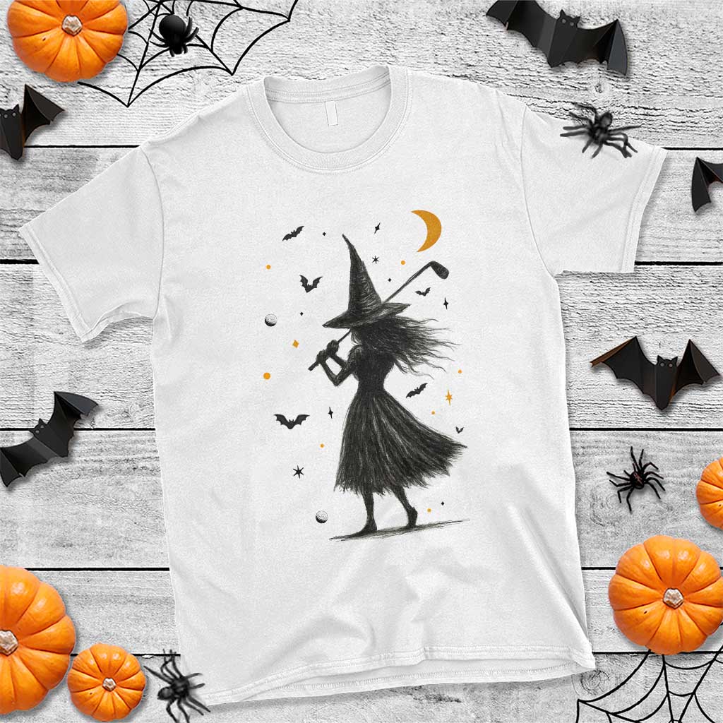 Halloween Sports Gift T Shirt Creepy Witch With Golf Club - Wonder Print Shop