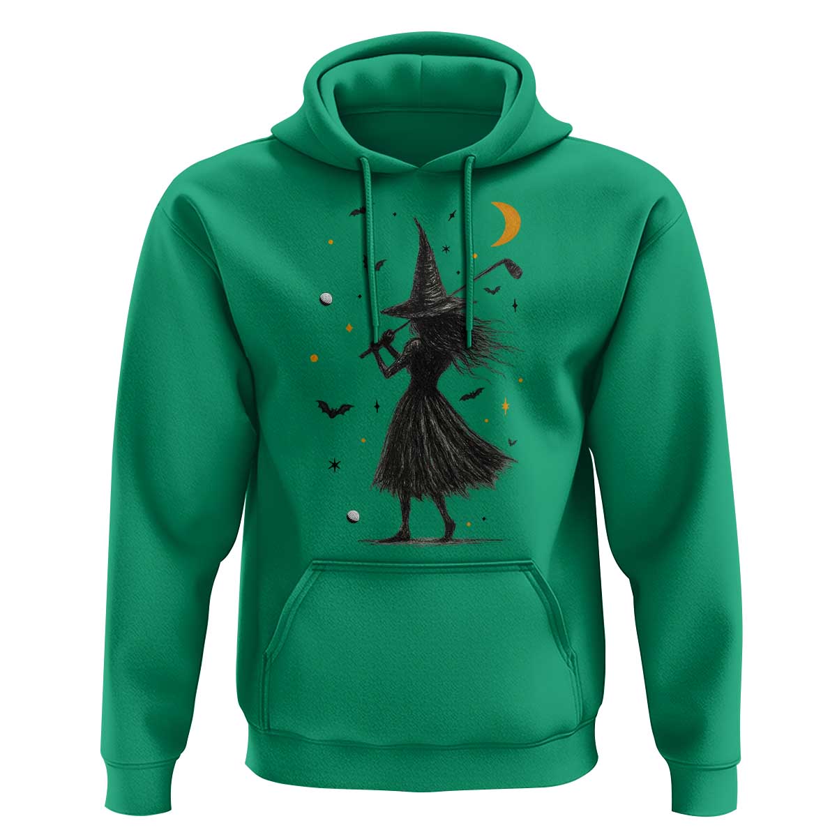 Halloween Sports Gift Hoodie Creepy Witch With Golf Club - Wonder Print Shop