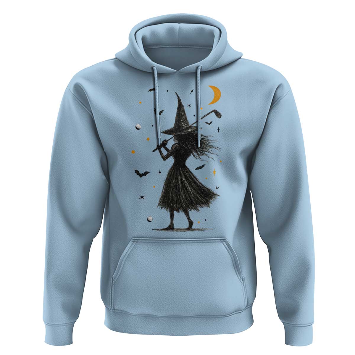 Halloween Sports Gift Hoodie Creepy Witch With Golf Club - Wonder Print Shop