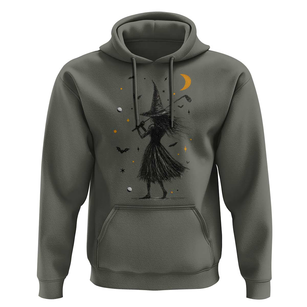 Halloween Sports Gift Hoodie Creepy Witch With Golf Club - Wonder Print Shop