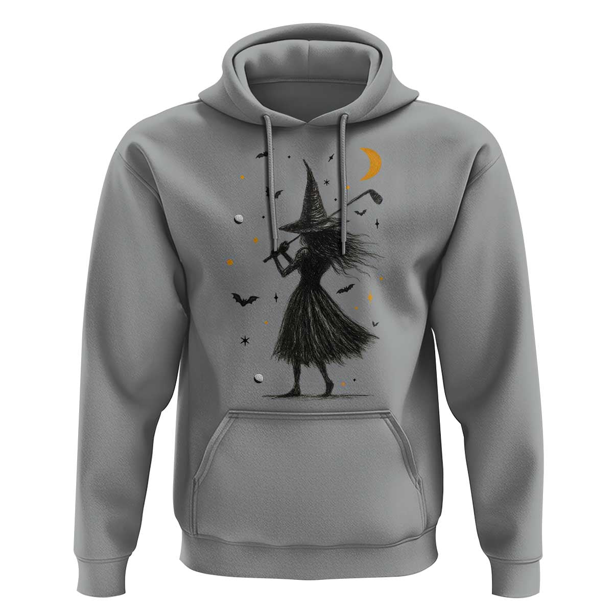 Halloween Sports Gift Hoodie Creepy Witch With Golf Club - Wonder Print Shop
